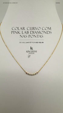 Curved Necklace with Pink Lab Diamonds on the Ends