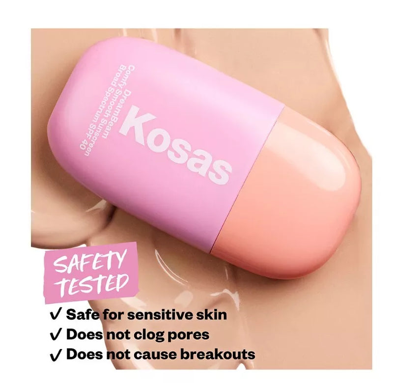 Kosas DreamBeam Comfy Smooth Mineral Sunscreen SPF 40 Travel Size .50 oz