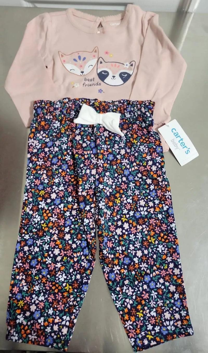 Bodysuit Pant Set - Carter's Baby Girl - 2 piece - 9 months - Long sleeves